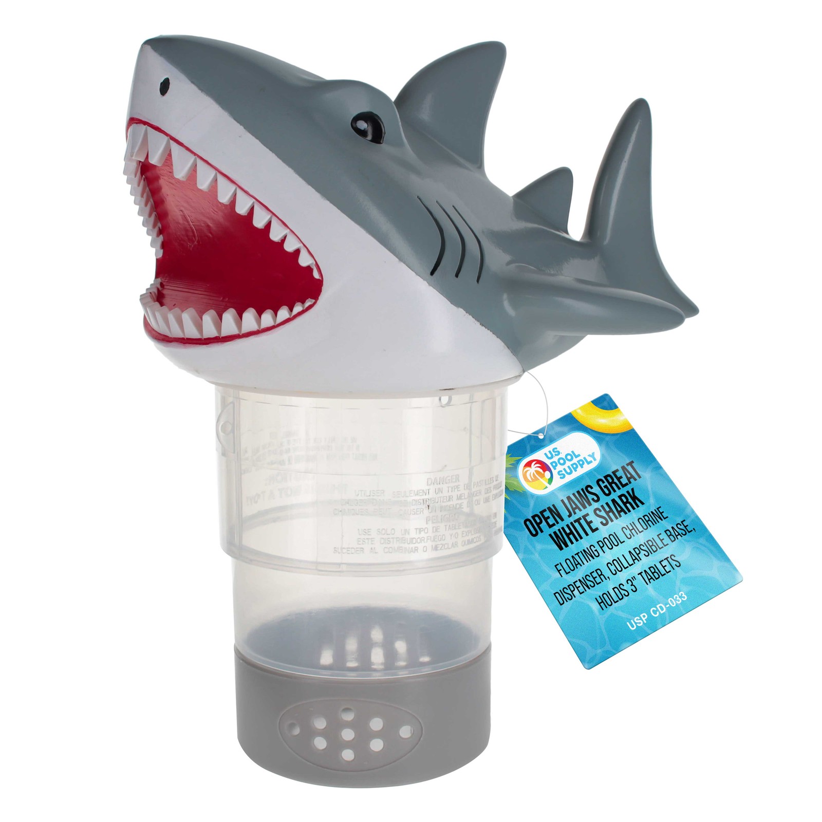 U.S. Pool Supply Open Jaws Shark Floating Pool Chlorine Dispenser Hold 3" Tablet gallery