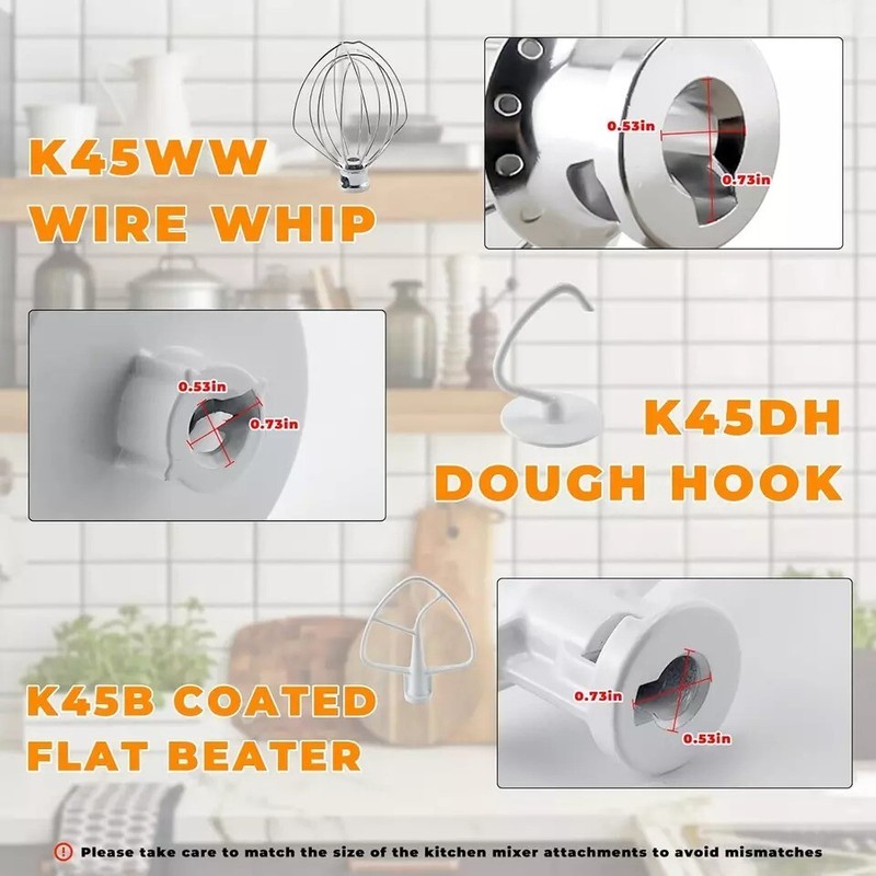 Stand Mixer Attachments 3-Piece Kit -Replace for Kitchen aid Accessories K45W... gallery