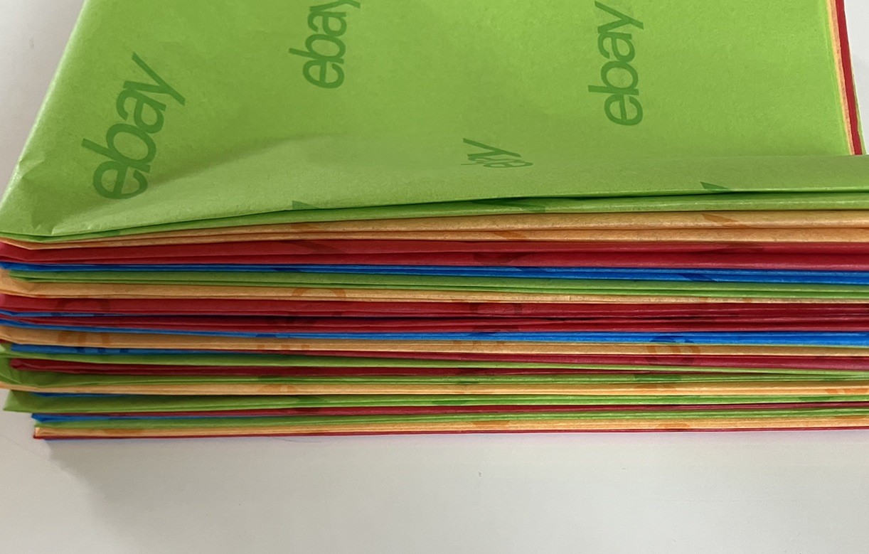 eBay Branded Tissue Paper Red Blue Green Yellow 20 x 30" Good Quality 30 Sheets gallery