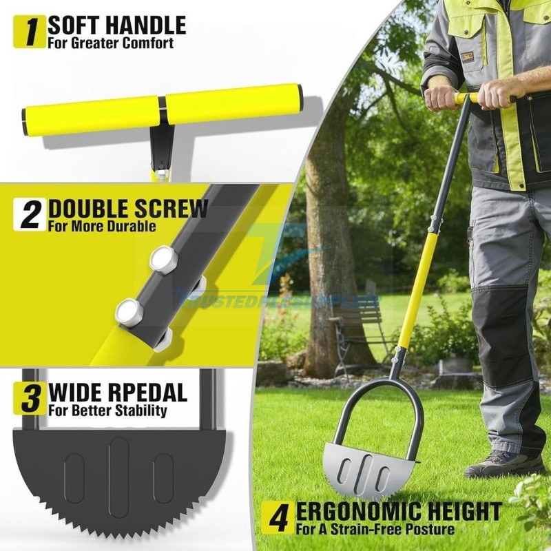 42" Manual Grass Edger Tool with V-Shape Serrated Blade Long Handle Garden Edger gallery