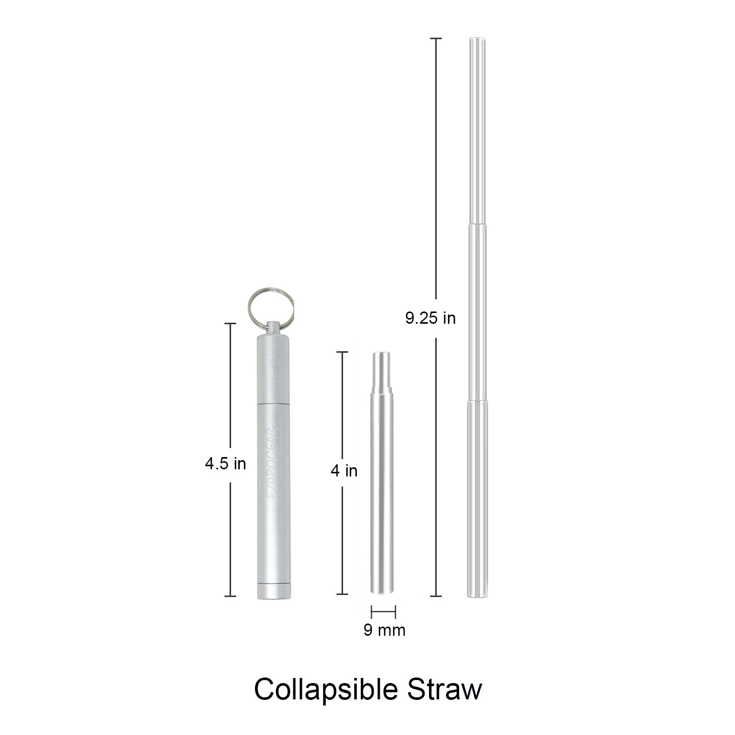 Collapsible Straws Stainless Steel Metal Sliver Color (4 Pack) gallery