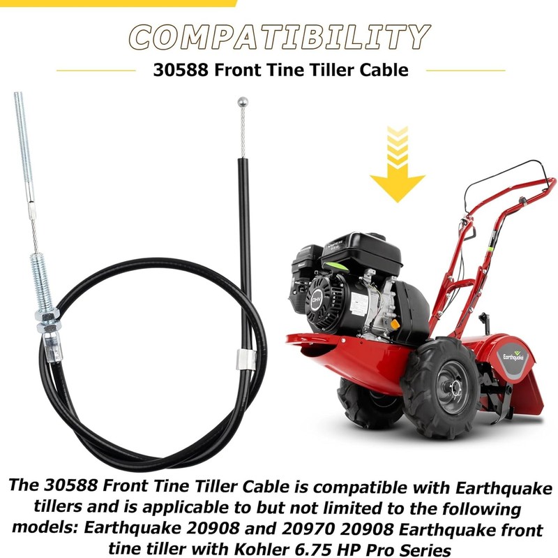 30588 Front Tine Tiller Control Cable, Drive Cable with Ferrule Fit for Earthqua gallery
