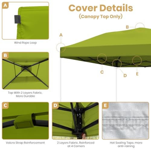 Replacement Canopy Top Cover for 10’ X 10’ Straight Leg Pop Up 210D Green gallery