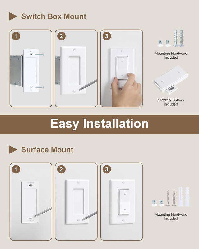 Remote Control Outlet, Decorator Rocker Wall Switch, 200FT Long Range Wireless L gallery