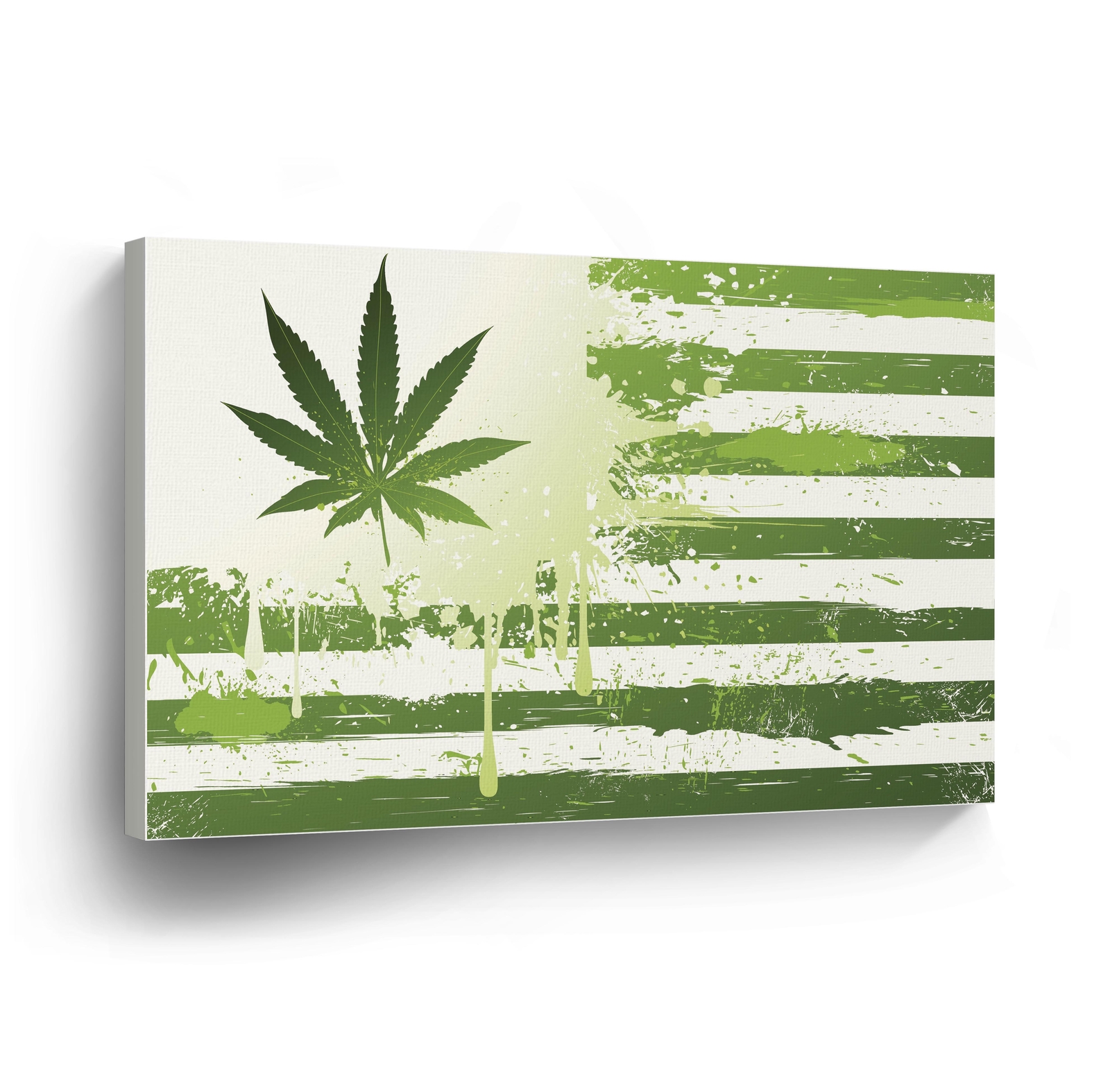 SMOKE WEED WALL ART Marijuana Leaf on American Flag Canvas Print Home Decor gallery