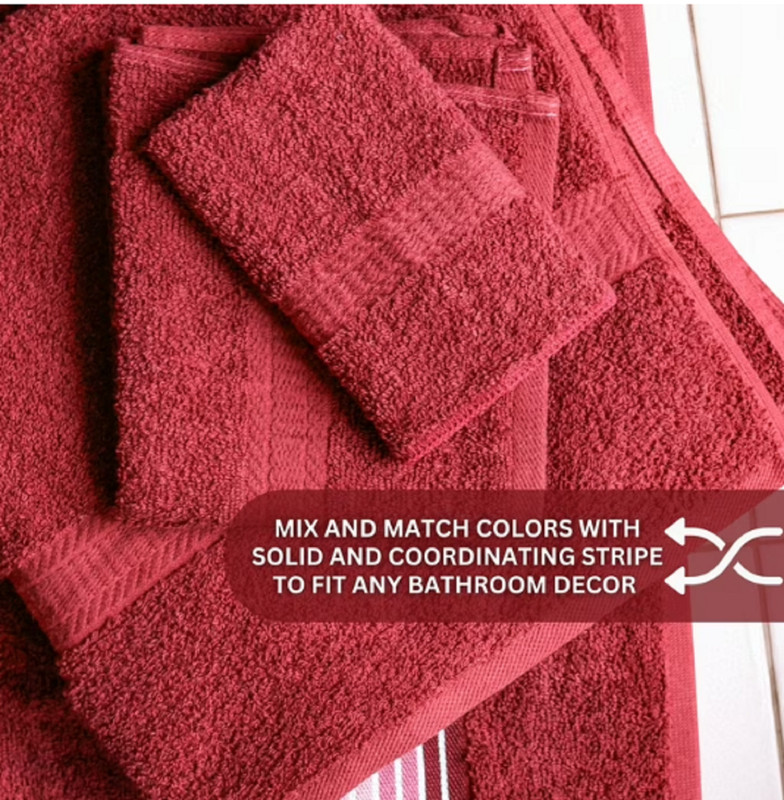 Mainstays Basic Bath Towel, Soft 100% Cotton and Highly Absorbent Bath Towel,Red gallery