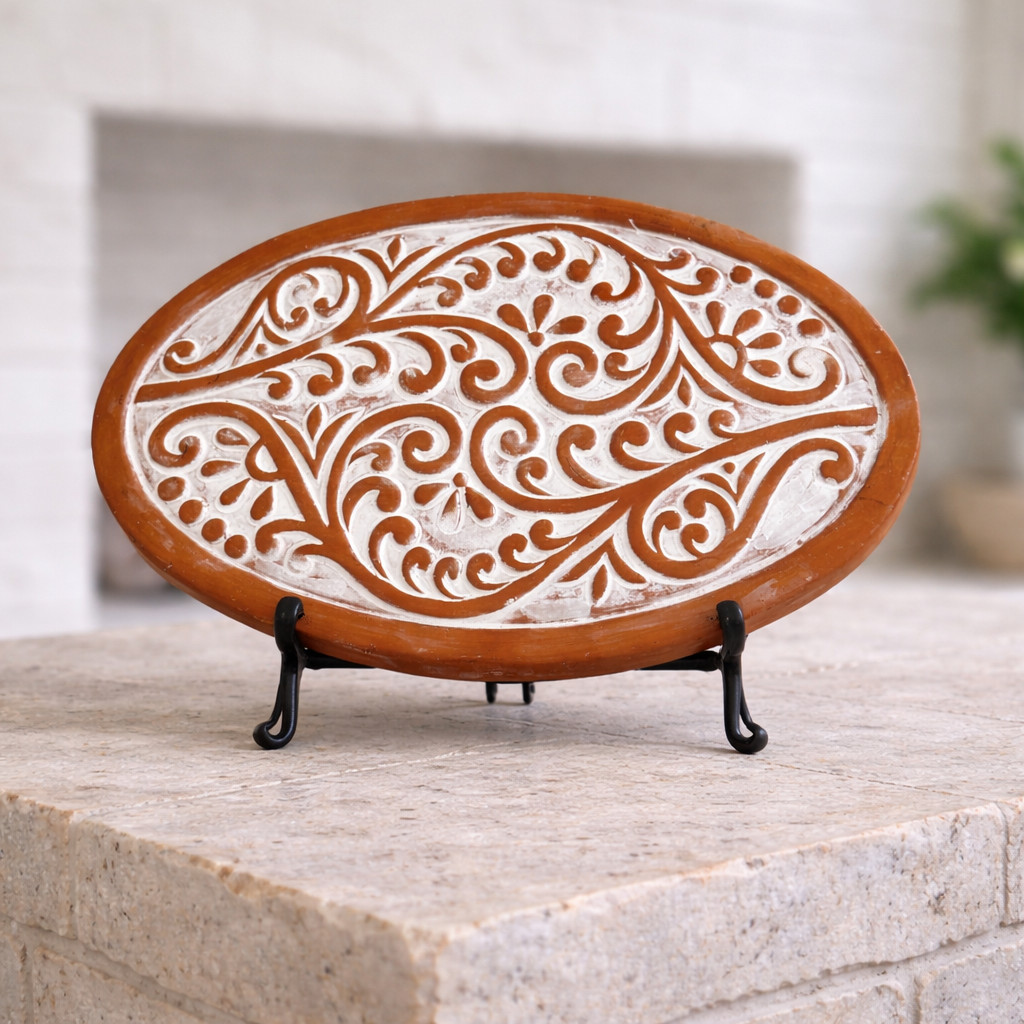 Handmade Clay Decorative Plate Oval Ceramic Rustic Dish 11'' Folk Art DIY Gift gallery