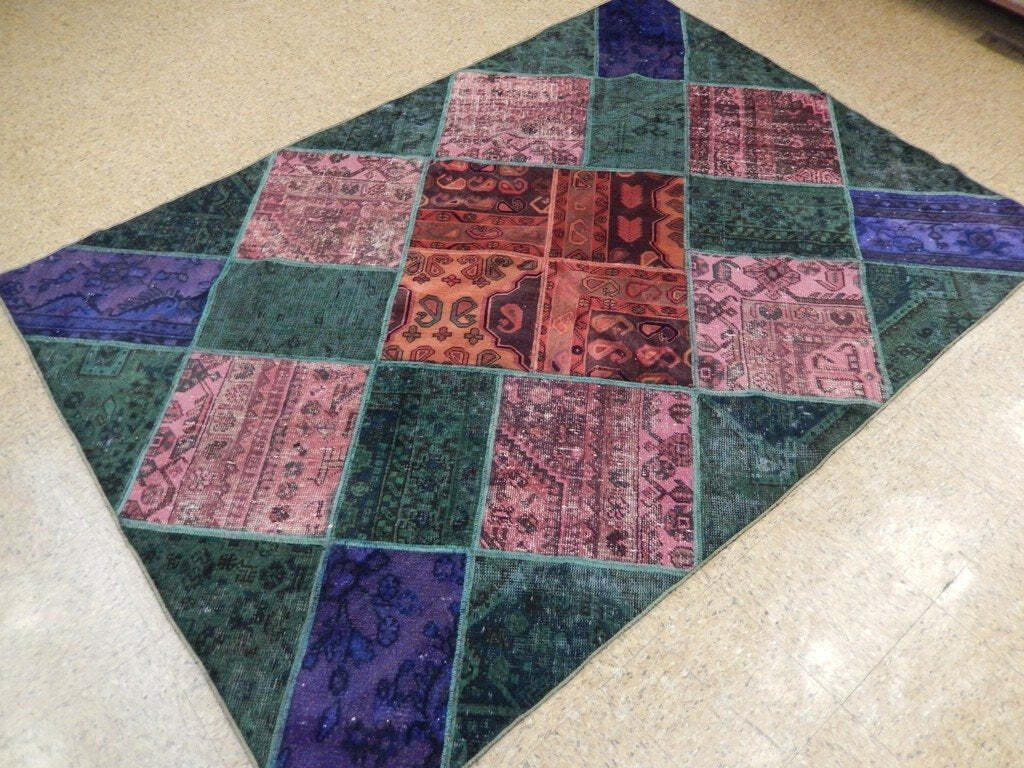 6x8' Multi Color Antique Perssiaan Patchwork Rug 22185 gallery