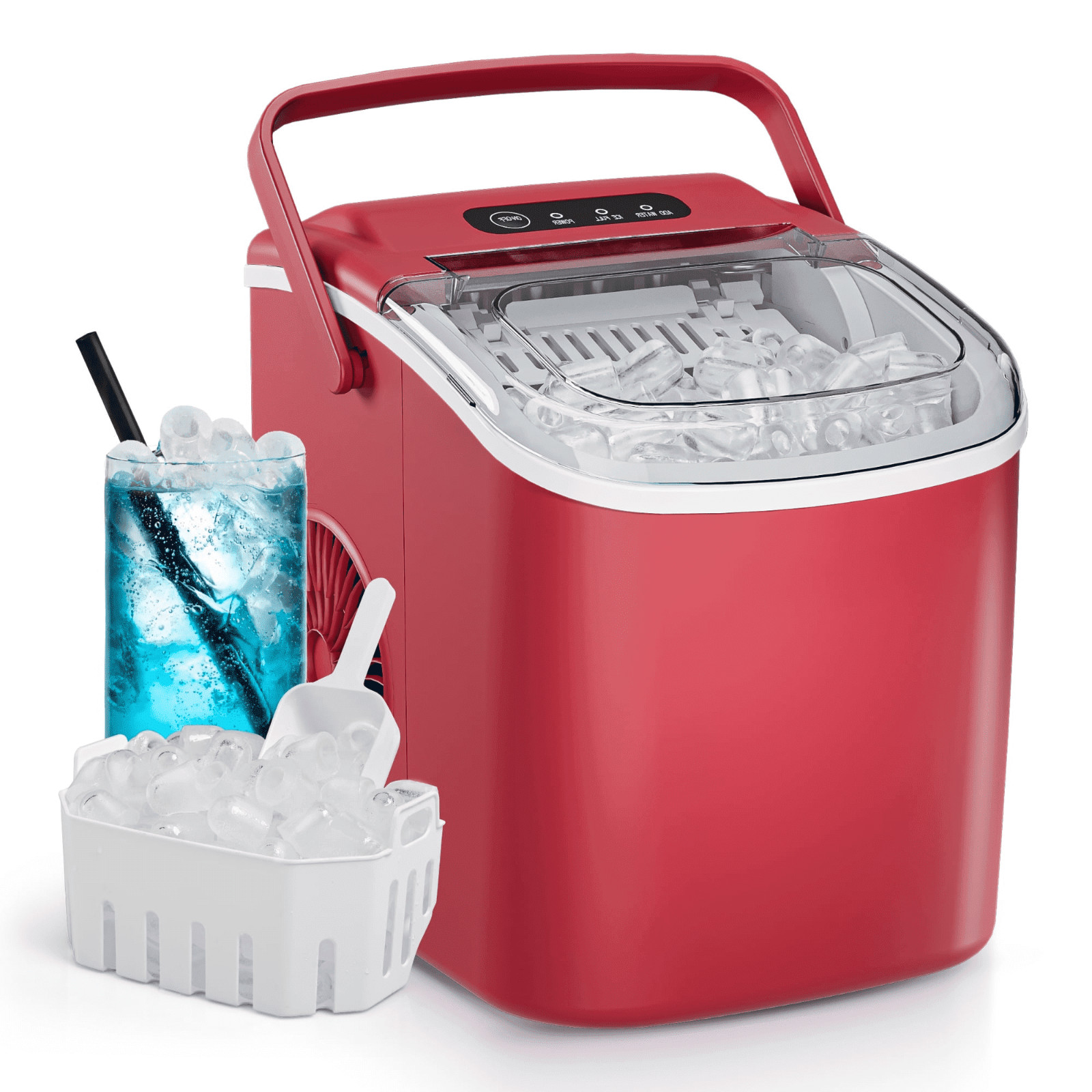 Simzlife 26 lbs/24H Countertop Ice Maker Machine, 9 Bullet-Shaped Ice in 6 Min gallery