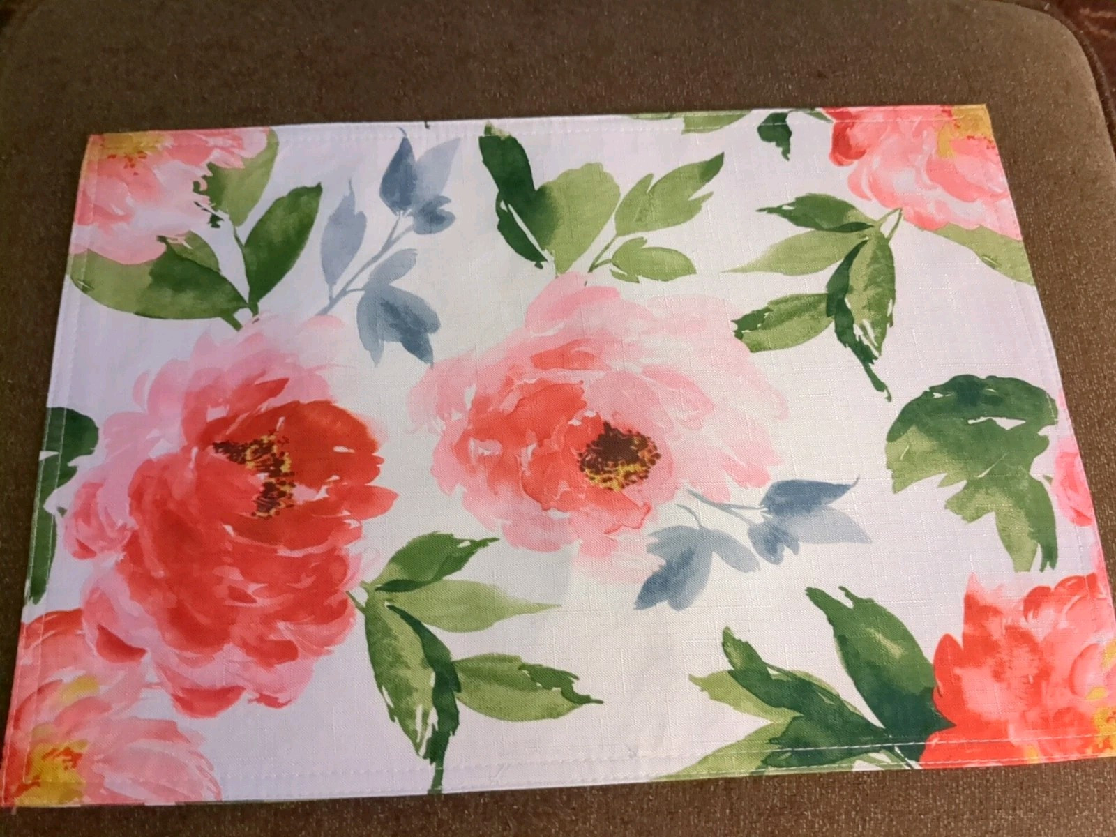 Spring Summer Placemats Set Of 2 Bright Floral Decor Fabric 19x13" gallery