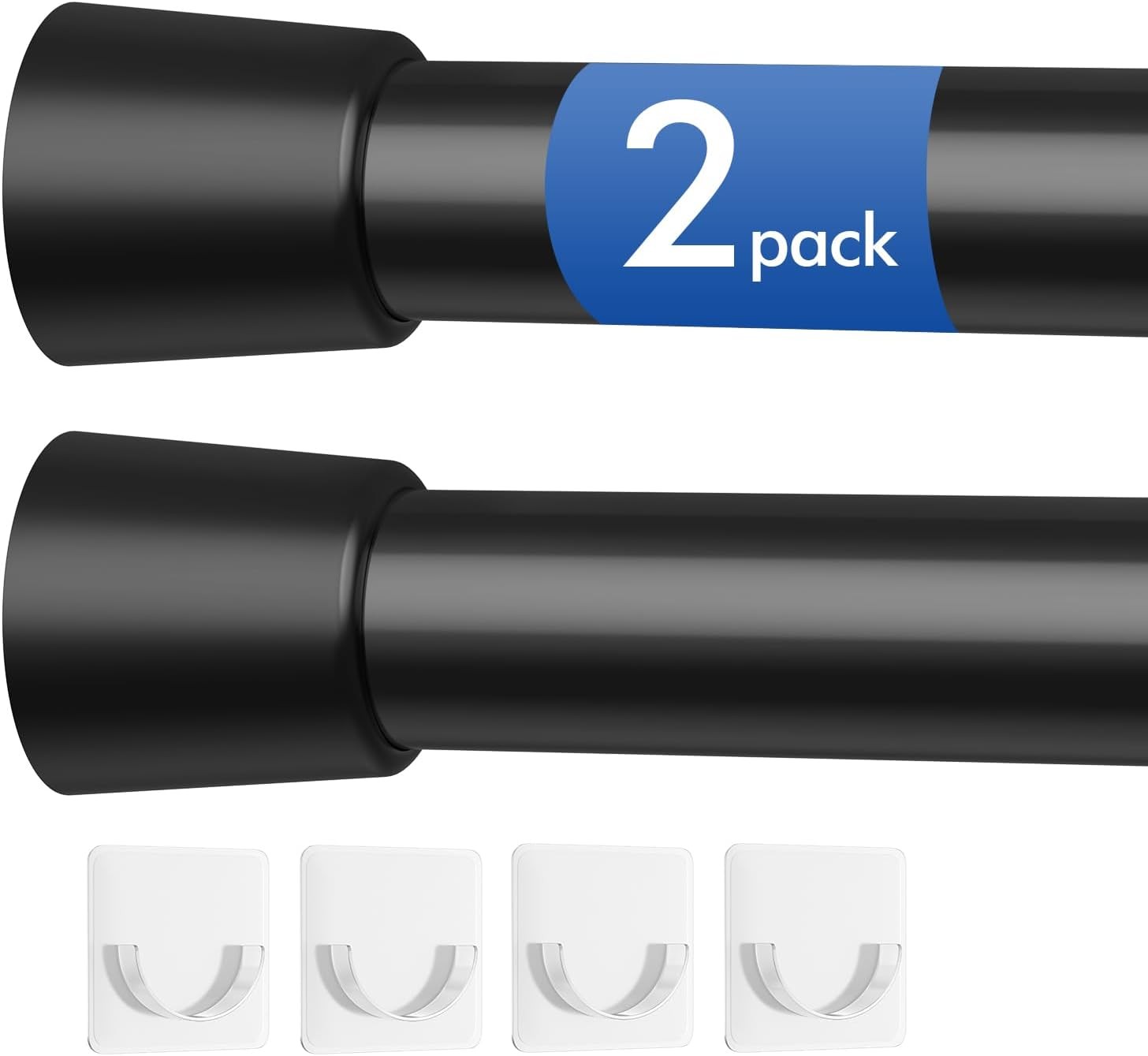 Corklatta 2 Pack Black Tension Curtain Rods Adjustable 16-39 Inch, Tension Rod gallery