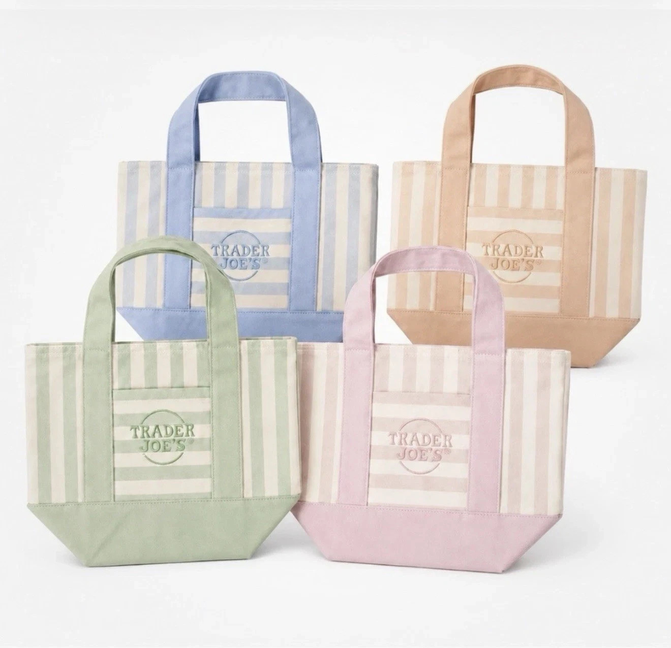 Trader Joe's Striped Canvas Mini Tote Bag Set 4 Colors Summer 2026 LIMITED gallery