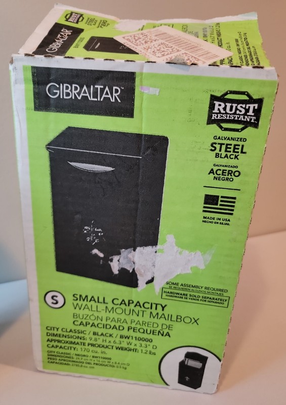 Gibraltar Small Capacity Wall Mount Mailbox 9-3/4 H X 6-1/2""W X 2-1/2" Black gallery