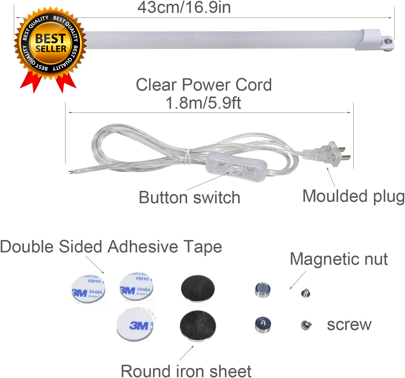 110V LED under Cabinet Lighting17Inch LED Strip Light Bar with 6Ft Power gallery