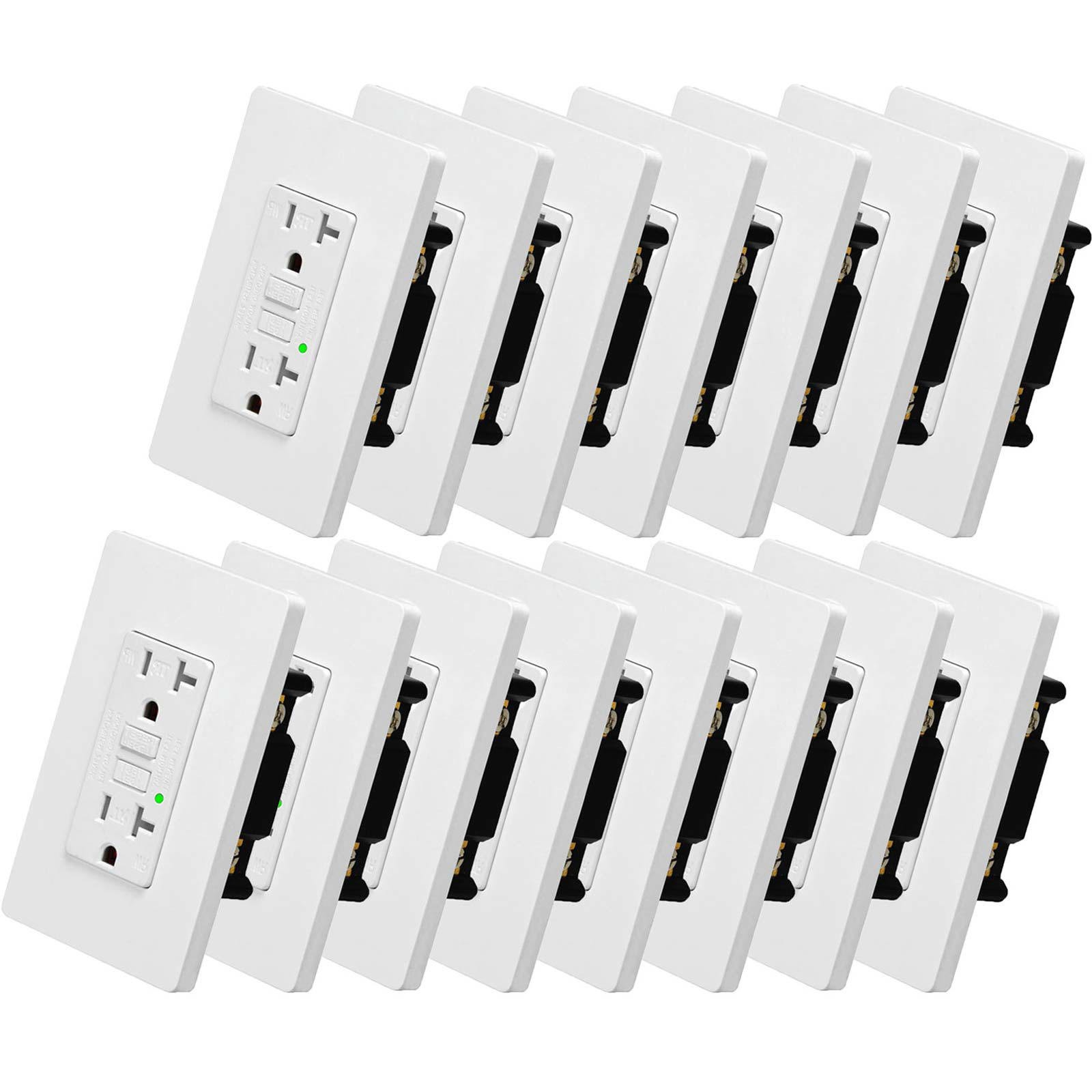 15PK 20A GFCI Outlet Tamper Weatherproof Self-Test LED Status ETL FCC Listed gallery
