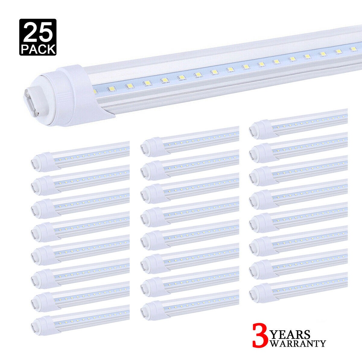 25Pack 45W Rotatable T8 8FT R17D HO Led Tube Light Bulbs 8' Led Shop Light 6000K gallery