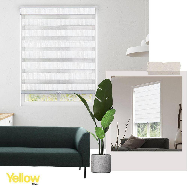 White Cordless Room Darkening Polyester Dual Layer Zebra Roller Shades-69 In. W gallery
