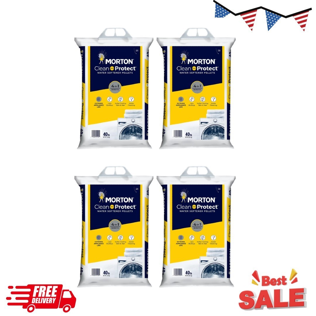 (4 pack) Morton Clean and Protect Water Softener Salt Pellets, 40 lb gallery