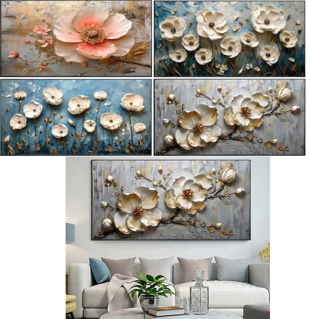 Abstract Colorful Flowers Canvas Painting Wall Art Poster Print Home Decor Mural gallery