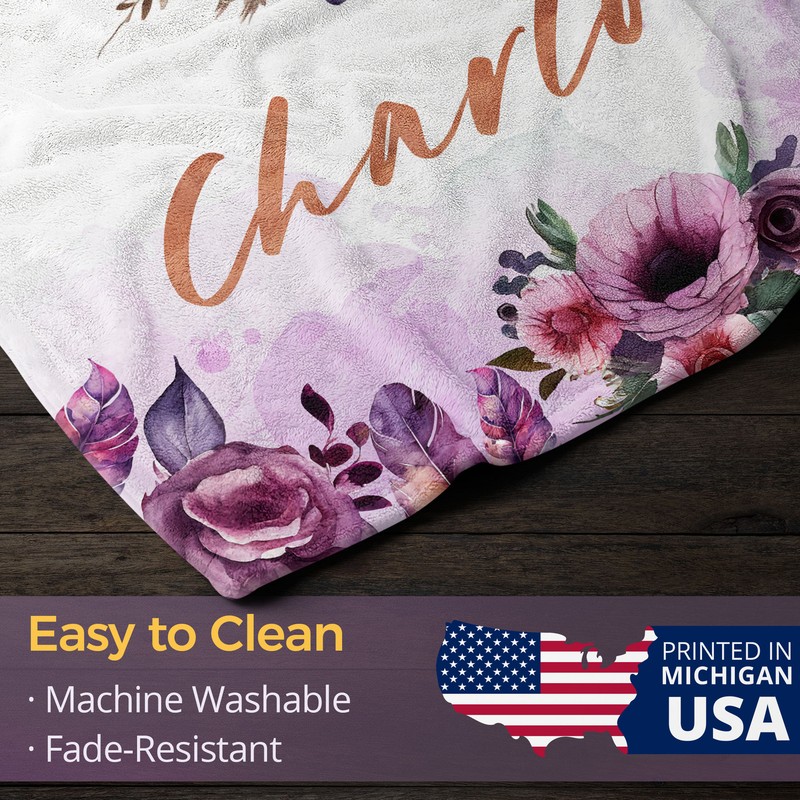 Floral Feather - Personalized Flower Boho Fleece Throw, Custom Kids Baby Gift gallery