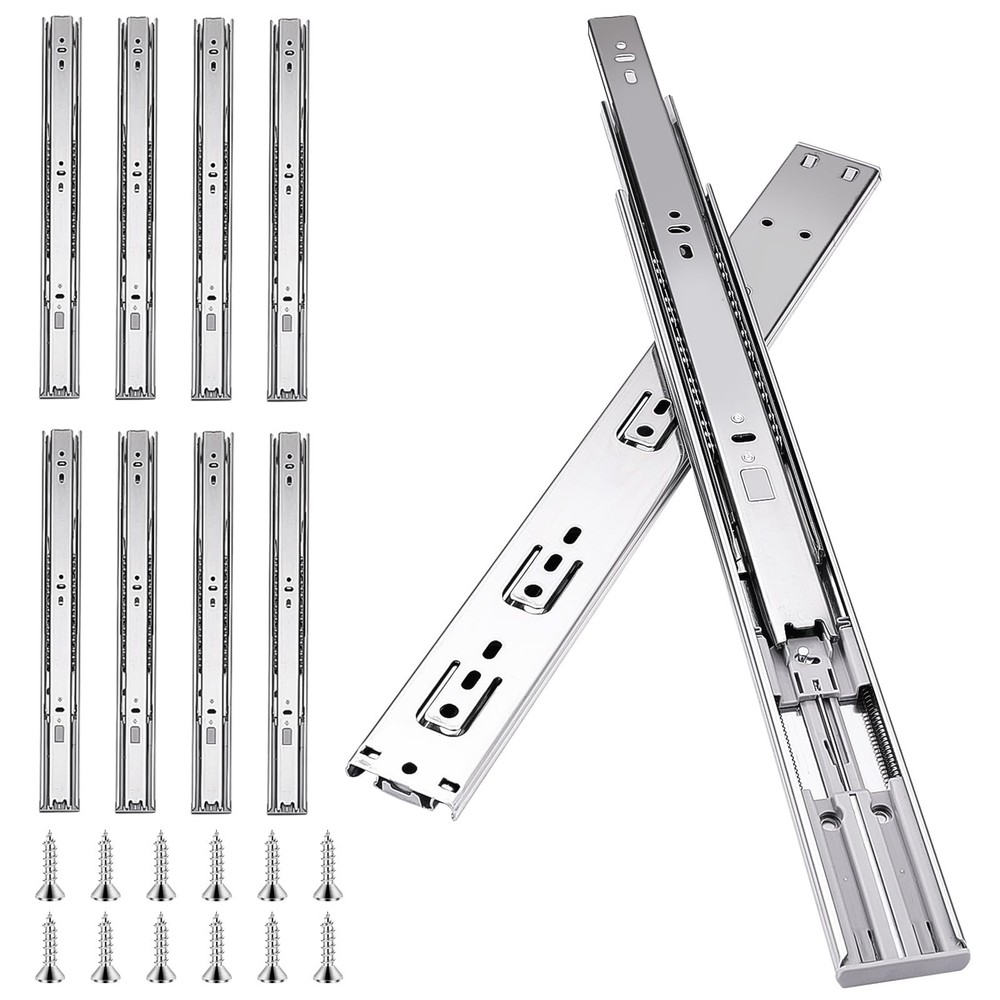 10 inch Drawer Slides 4 Pairs (8pcs) Soft Self Close 10inch-250mm, Silver
