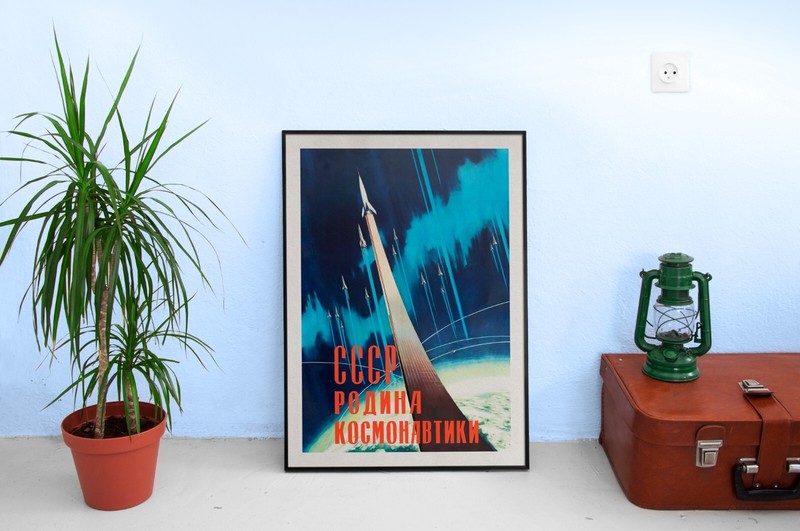 Soviet space, USSR 1960s — Soviet vintage space poster, retro soviet art print gallery