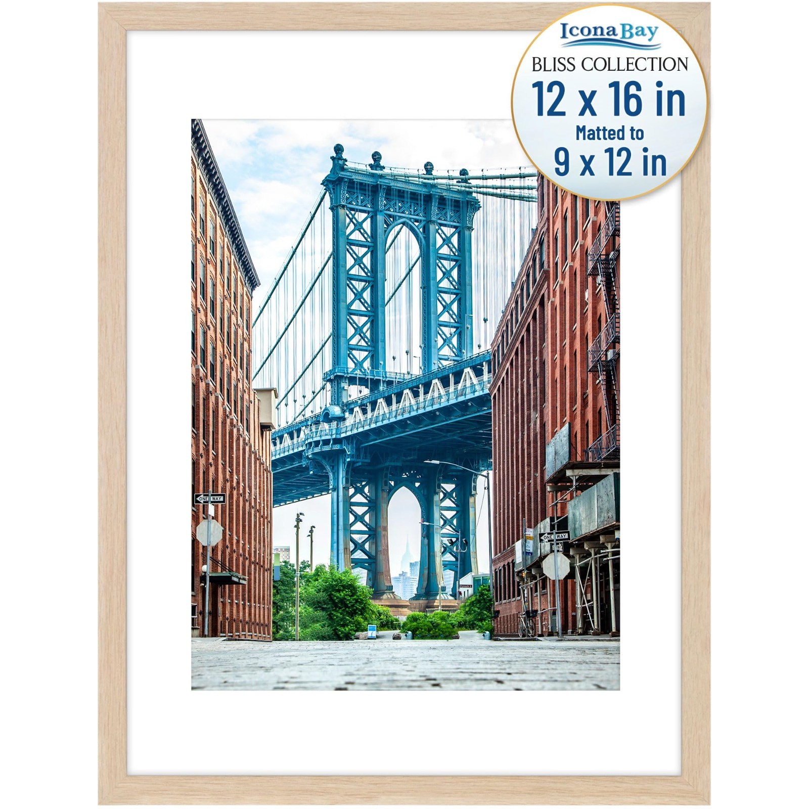 - 12X16 Light Oak Picture Frame Fits 11X15 Photos with Mat to 9X12 Image - Moder gallery