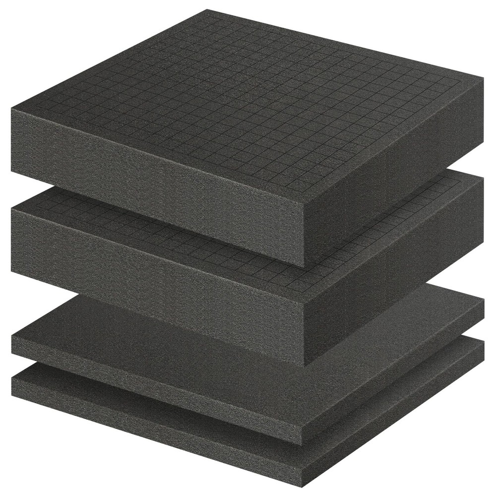 Polyurethane Foam Sheet Pick Apart Pads 12x12x2 And 12x12x0.4 In Black 4 PCS