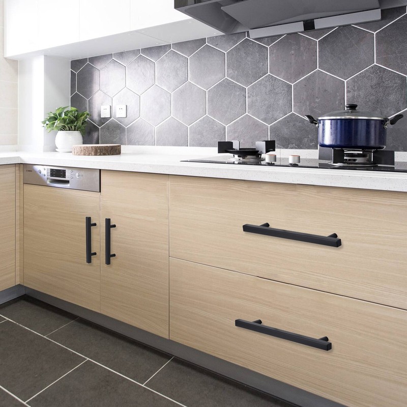 LOT Kitchen Cabinet Handles Pulls Matte Black Stainless Steel Drawer T Bar Pulls gallery