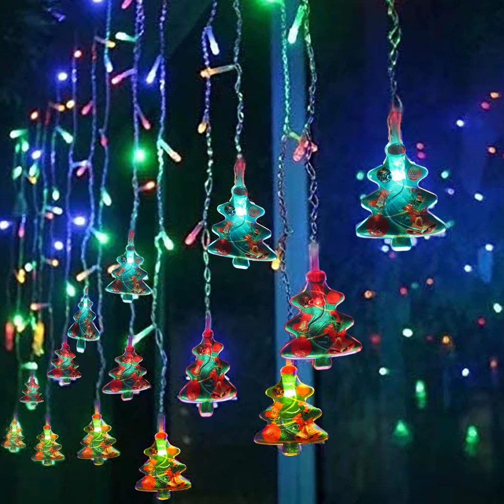 Curtain String Light Christmas Decoration Icicle Lights 8 Modes dimmable,108 ...