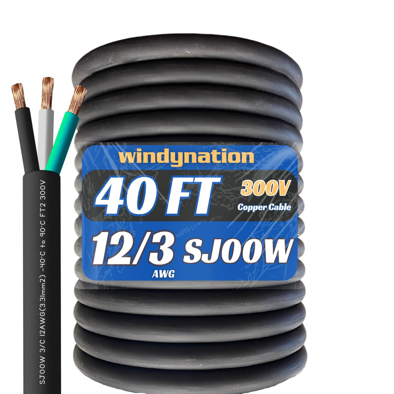 Windynation 40 Feet 12/3 Sjoow Cable Cord 12 Awg 3 Conductor So Wire - 12 Gauge gallery