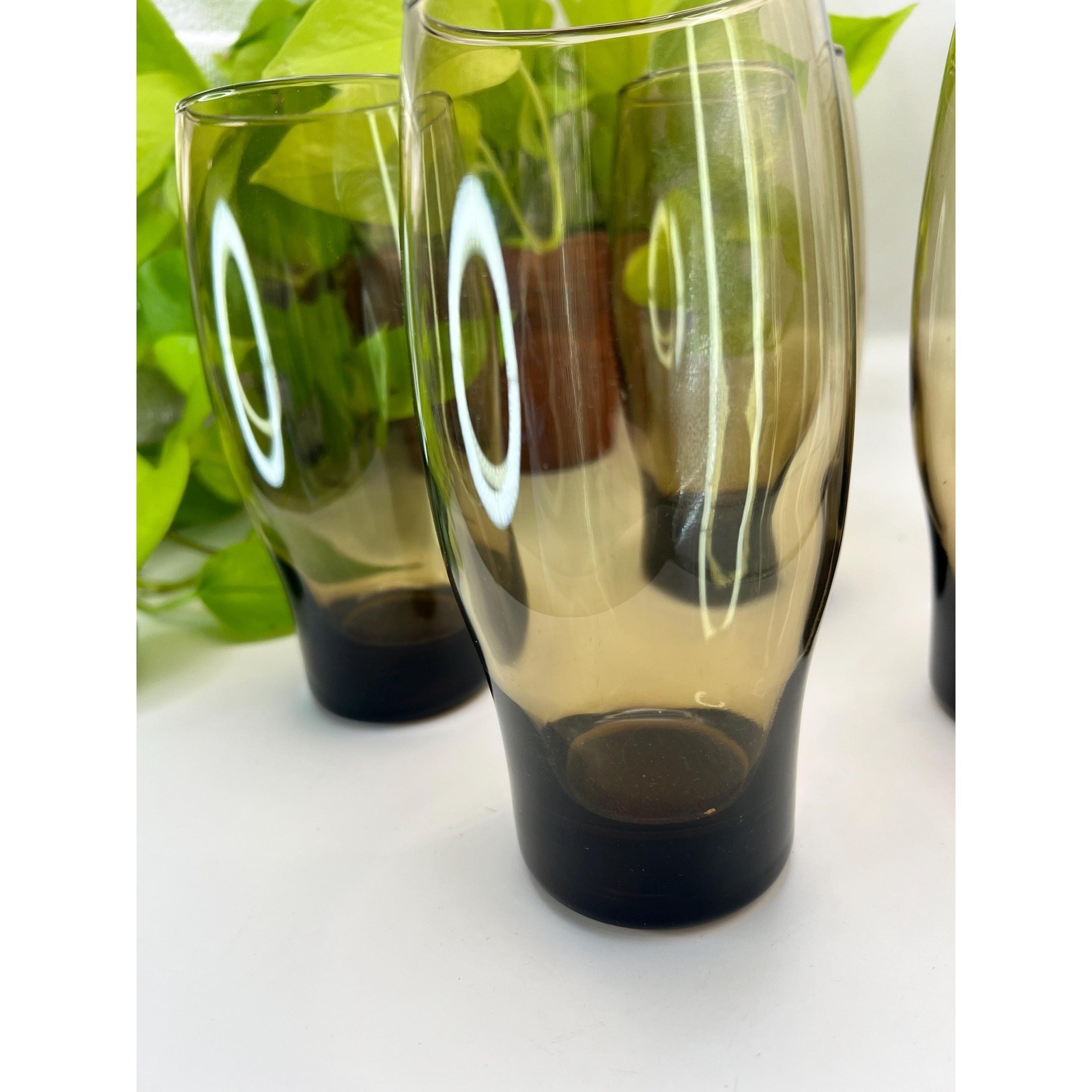 Libbey Perception Smoked Glass Tumblers Set Of 5 Ombre Brown Vintage gallery