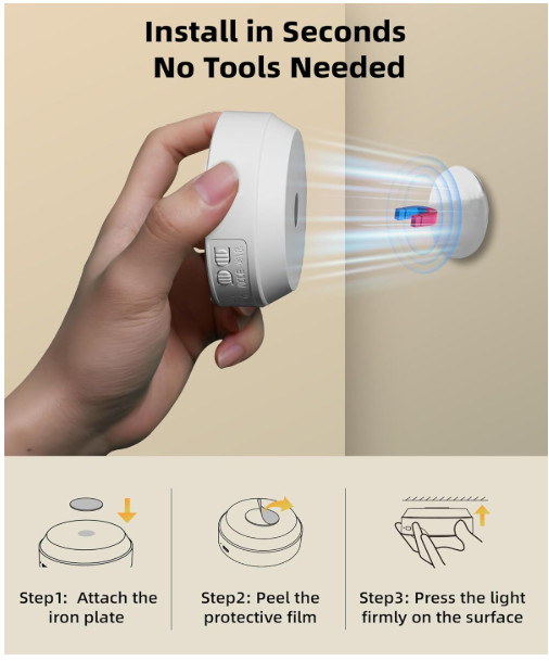 4 Luces LED Magnéticas con Sensor de Movimiento, Regulables, Recargables 1200mAh gallery