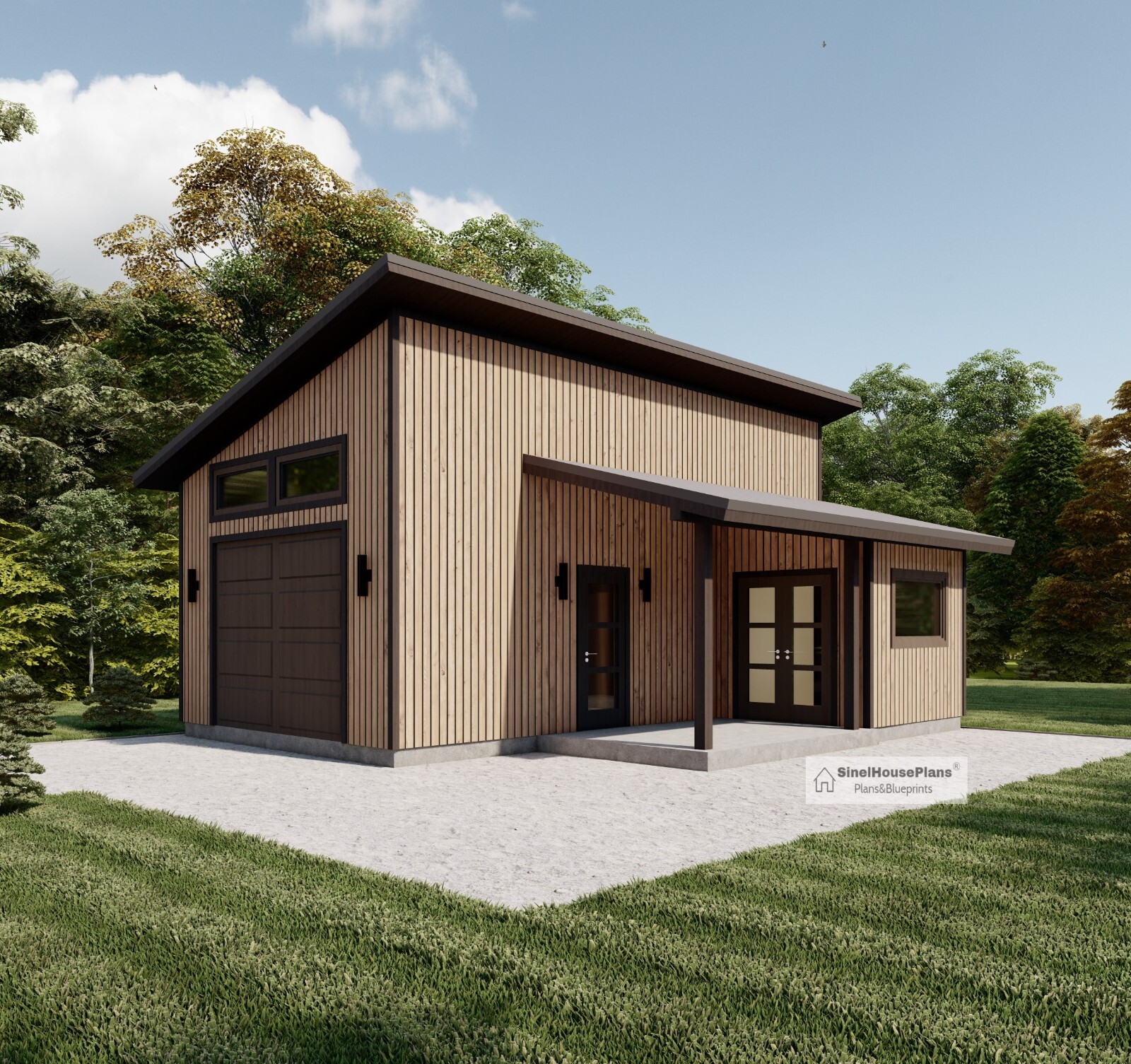1-Car Modern Detached Garage Plans,24'x28' Garage Blueprints gallery