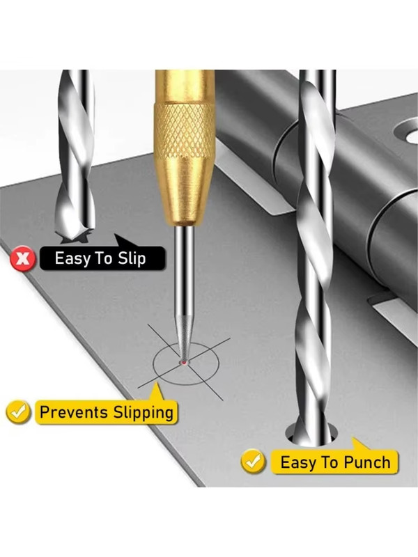 3pcs Automatic Center Punch Adjustable Spring-Loaded Metal Drill Tool Hole Punch gallery