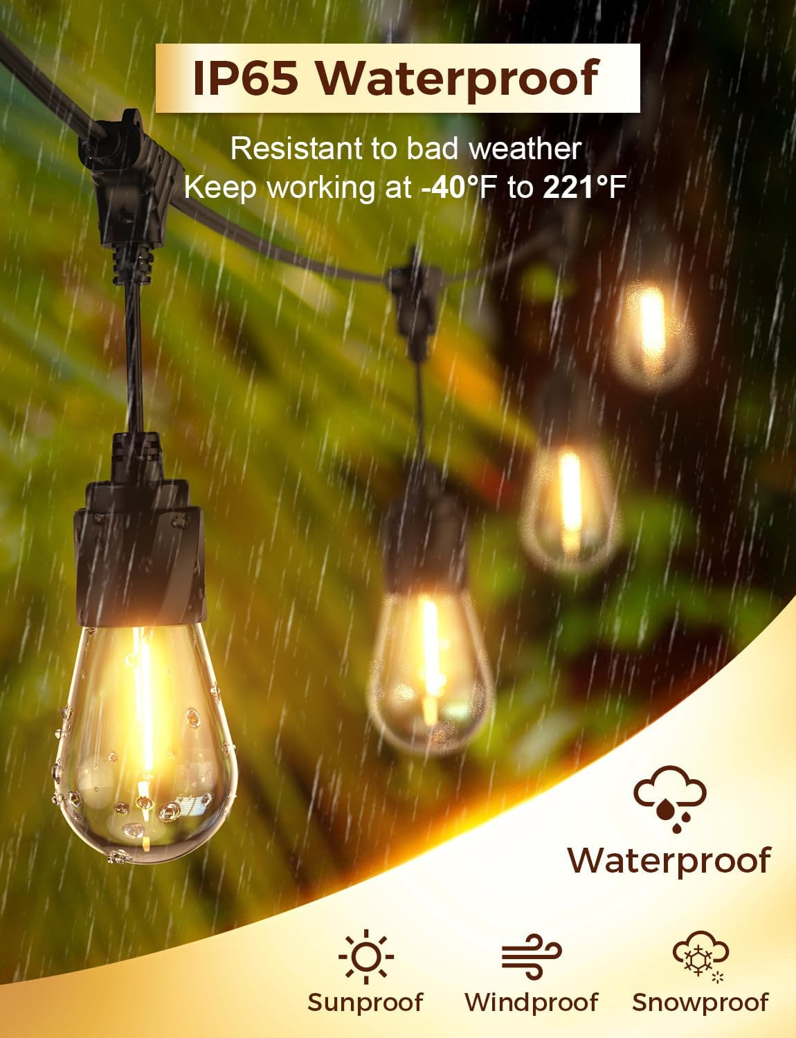 XMCOSY+ 96FT Outdoor String Lights, Patio Lights Outdoor Waterproof with 32 Shat gallery