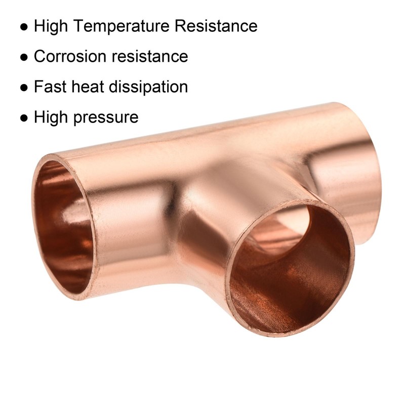 2Pcs Tee Copper Fitting 3 Way Welding Joint 5/8 Inch ID gallery