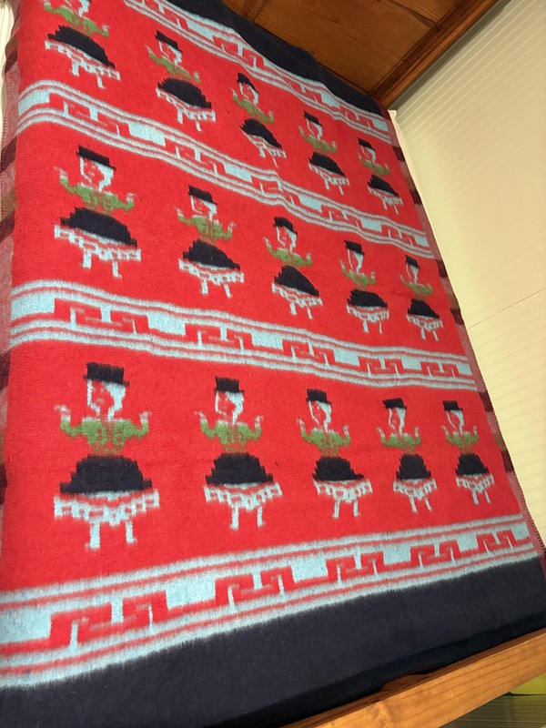 Profitex Alpaca Wool Blend Blanket Throw 62x83 Peru Dancer Motif Reversible rare gallery
