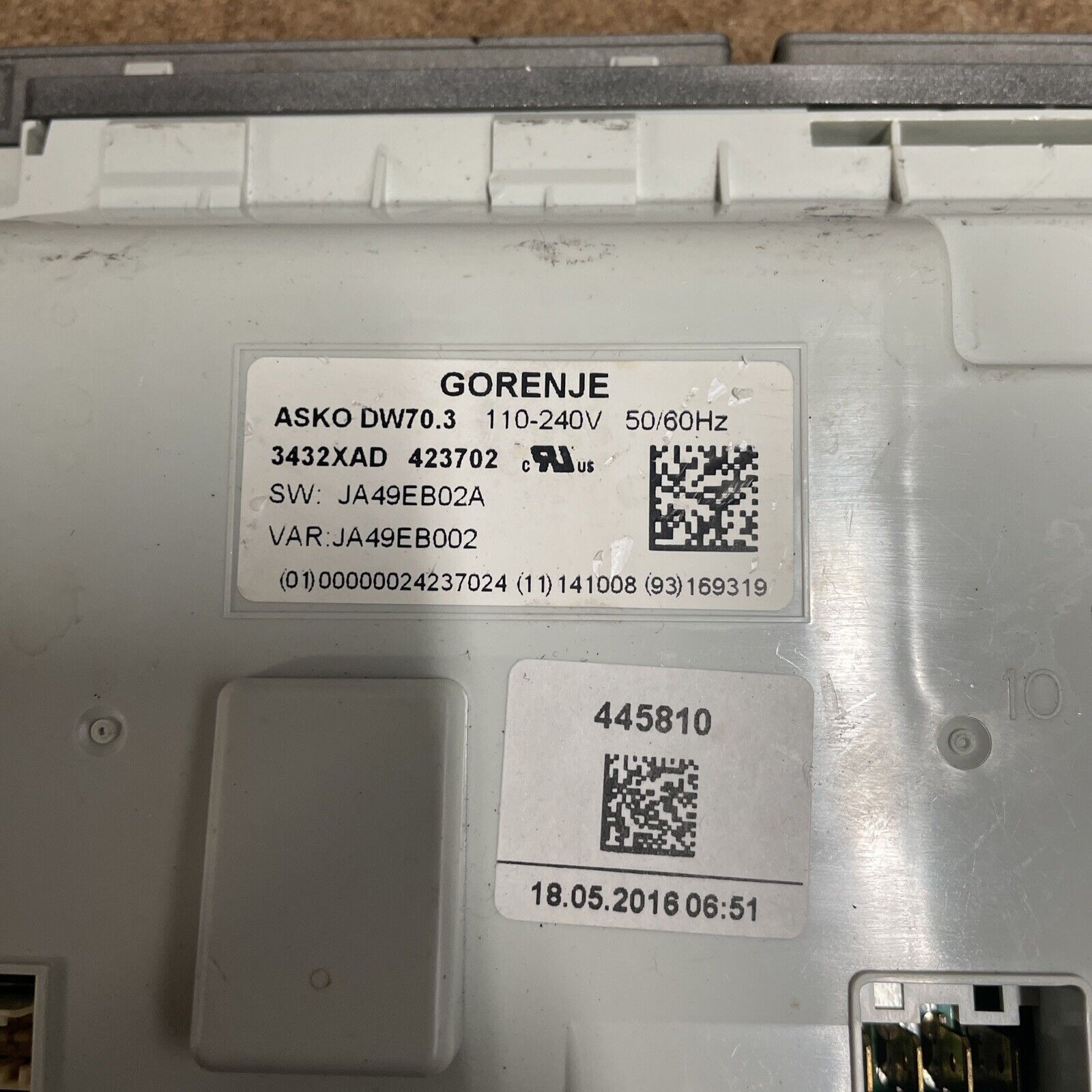 Asko dishwasher control unit main board 8078022-01 3432XAD |KM846 gallery