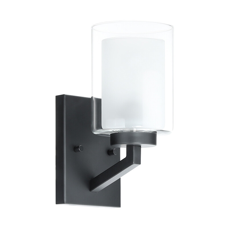 Black Sconces Wall Lighting Single Bathroom Vanity Light With Dual Glass gallery