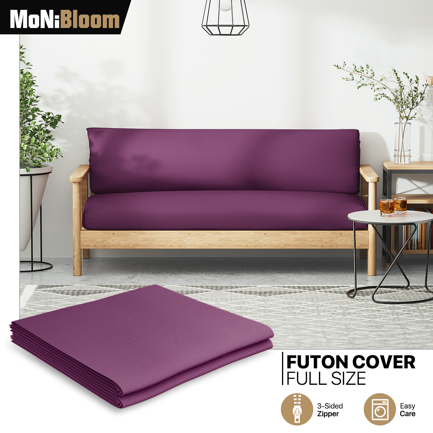Full Size Futon Cover Solid Color Armless Slipcover Sofa Bed Furniture Protector gallery