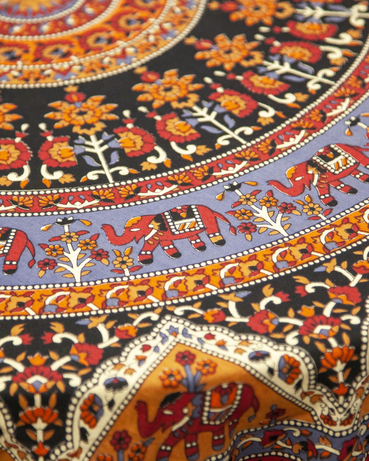 India Arts Indian Mandala Print Round Cotton Tablecloth 76" Brown gallery
