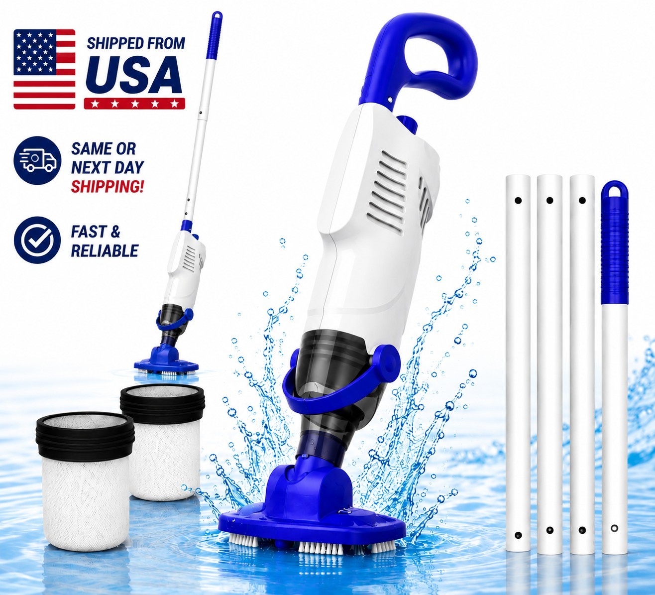 Cordless Handheld Pool Vacuum for Above Ground Pool & Hot Tubs, 18GPM, 60 Min gallery