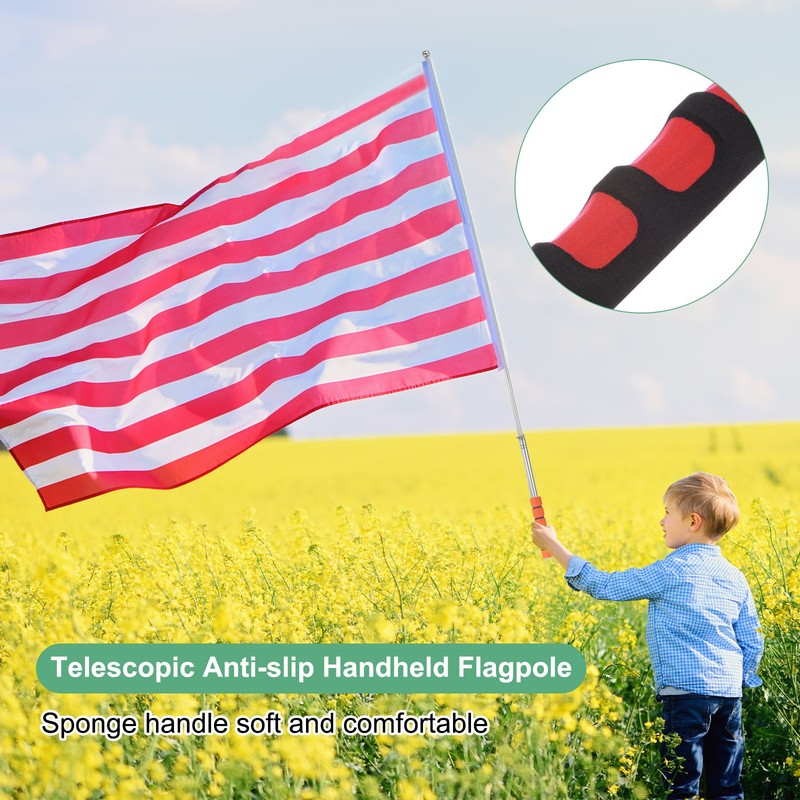 4-Pack 3.94Ft/1.2M Telescopic Flag Pole with Clips Red/Blue/Green gallery