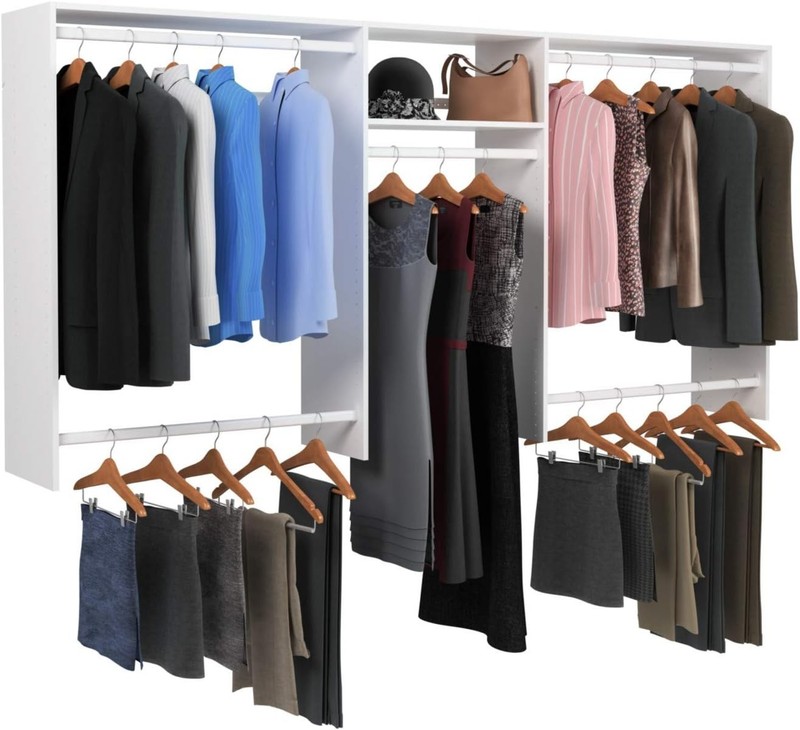 4'-8' W Basic Hanging Easy-to-Assemble Kit Closet Organizer White gallery