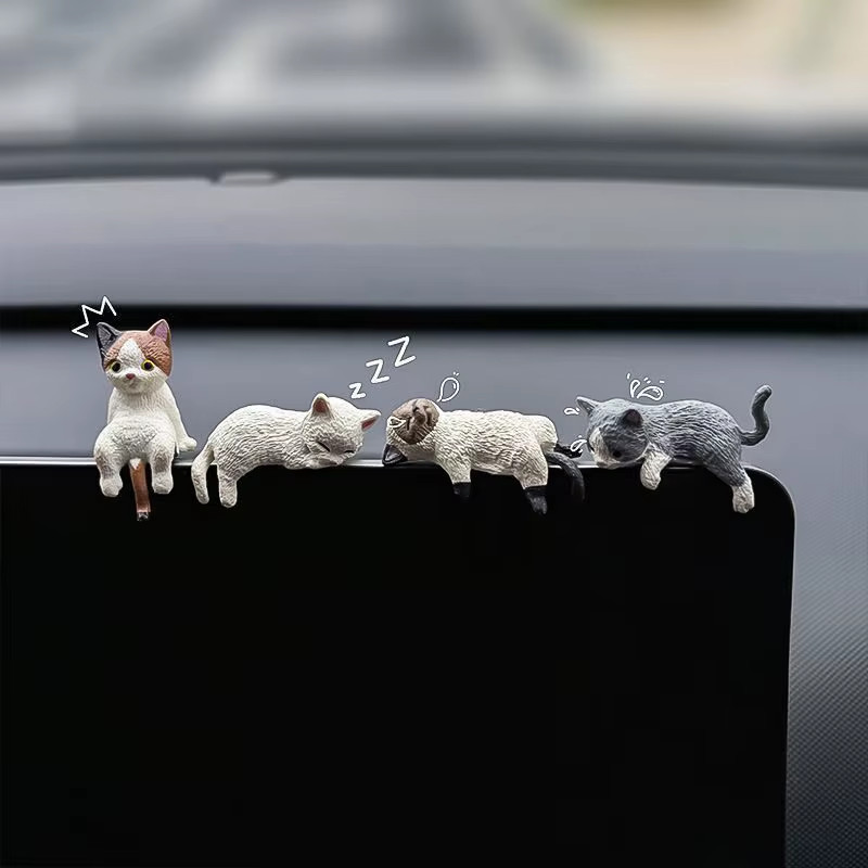 Cute Car Center Console Decoration Ornaments Kitten Action Figure Auto Dashboard gallery
