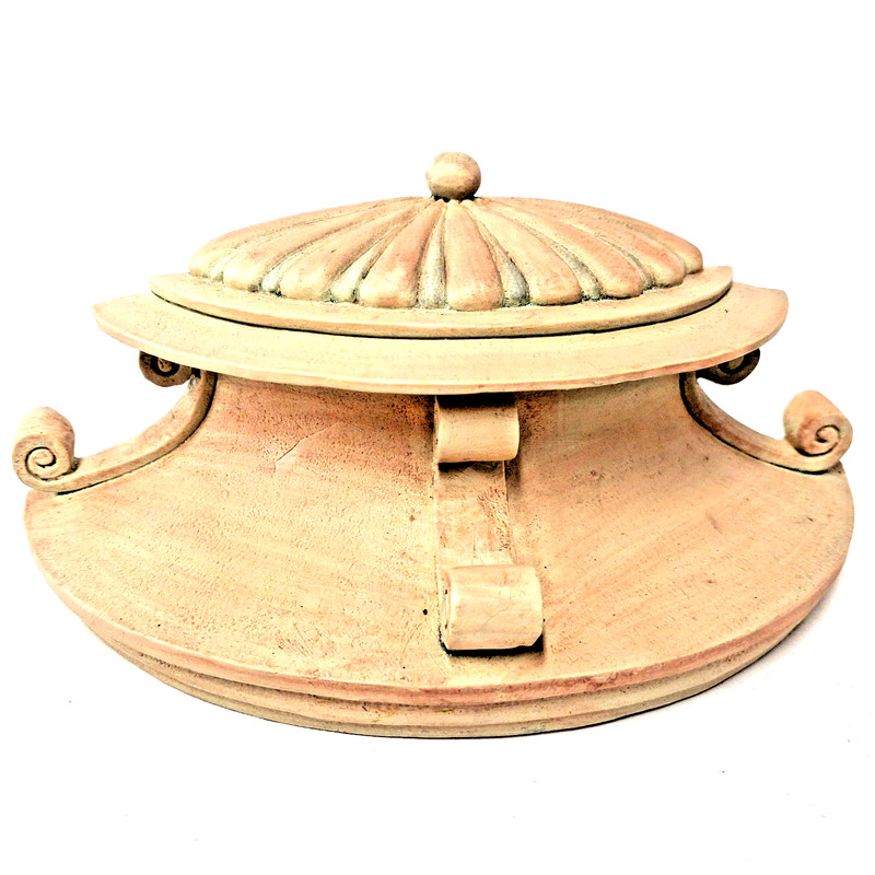 Pair Decorative Lidded Urn Boxes Scroll Handle Mantel Trinket Storage Vintage gallery