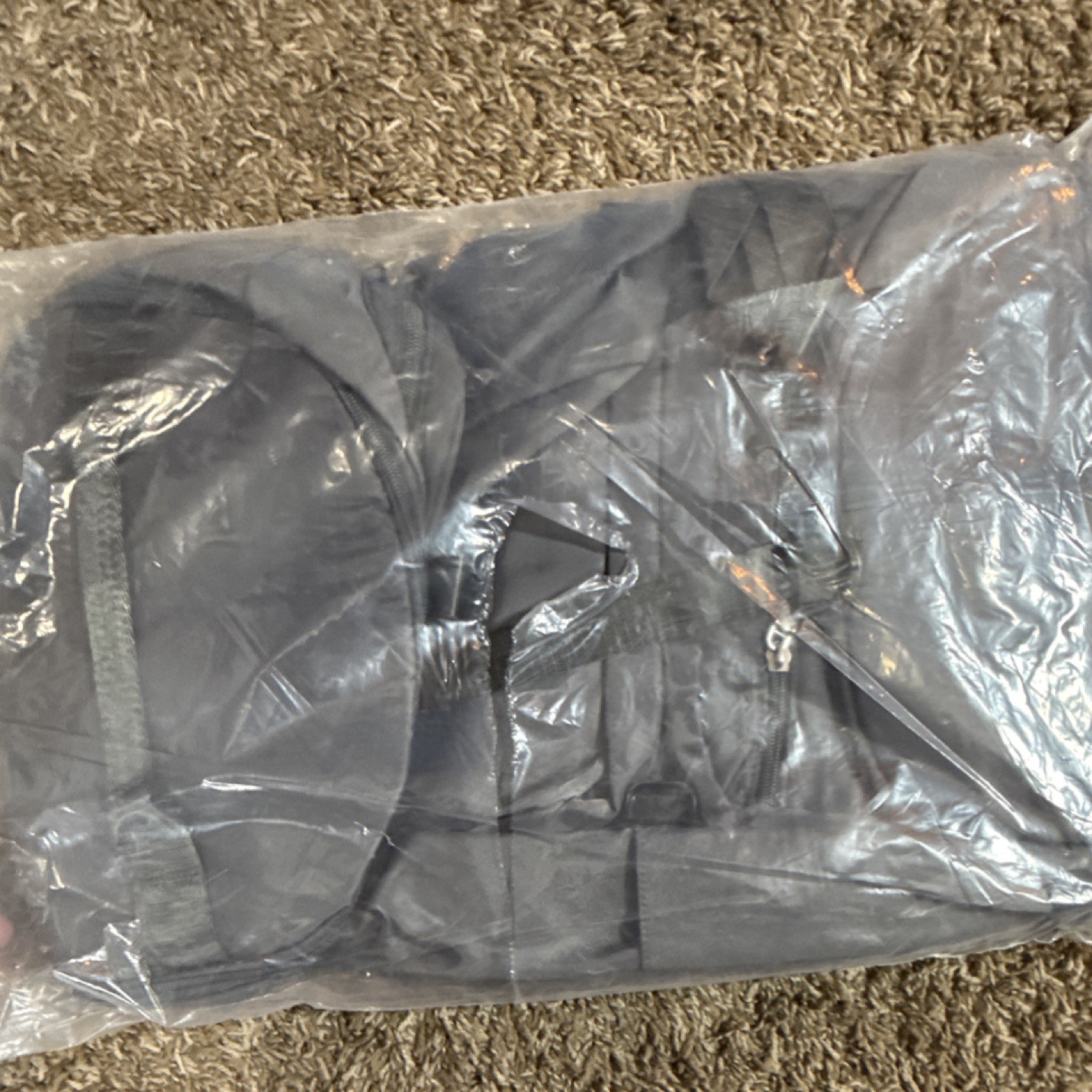 Gray Nylon Hiking Backpack Zip & Buckle Closure 4 Pockets Adjustable Straps