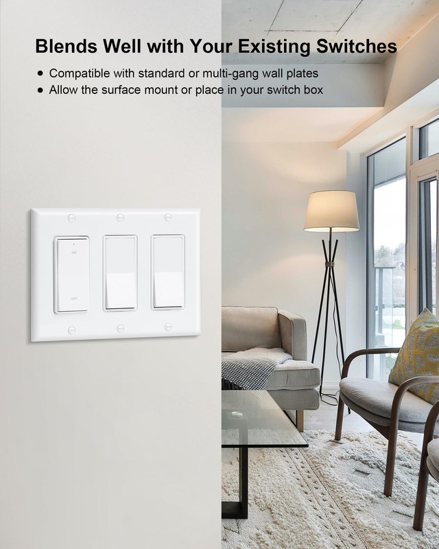 Remote Control Outlet, Decorator Rocker Wall Switch, 200FT Long Range Wireles... gallery