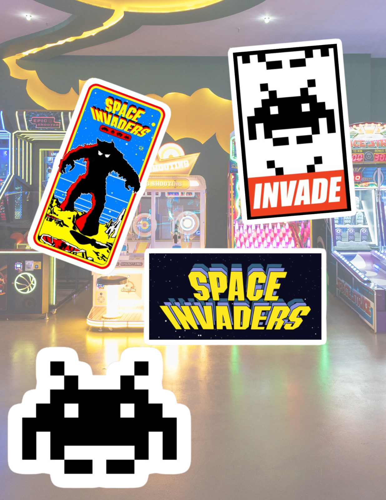 Space Invader Arcade Games 4pc Sticker Pack gallery